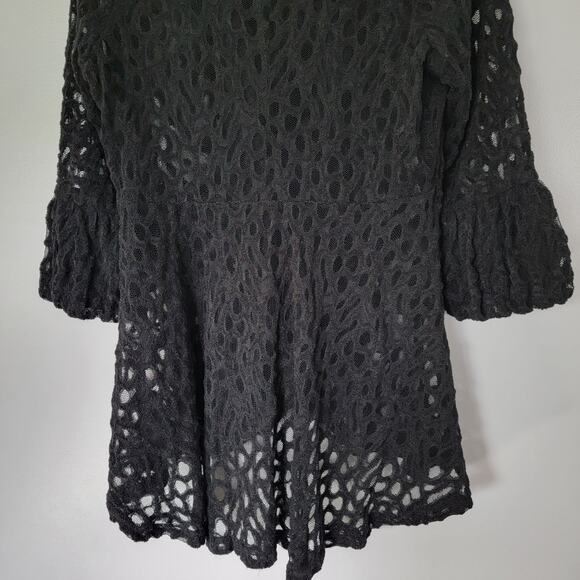 Yushi Black Cardigan Tunic Top Womens S 3/4 Sleeves Witchy Halloween Whimsygoth - Picture 8 of 11